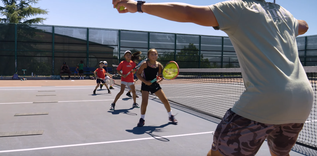 Group of students doing footwork and reaction drills