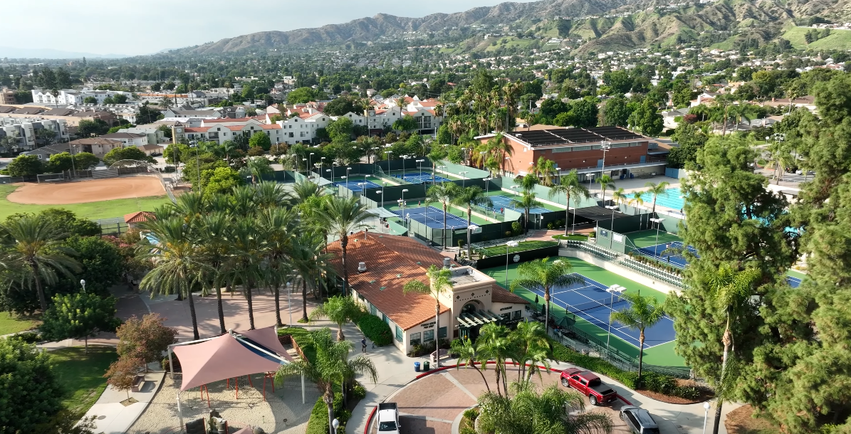 Aerial view of the Burbank Tennis Center